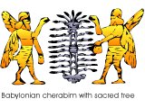 Babylonian illustration of cherubim (angels) with a sacred tree